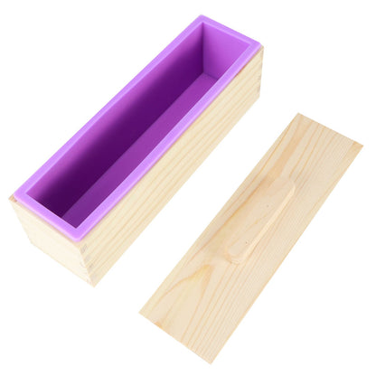 Purple Multifunction DIY Adjustable Hand Made Soap Cutter Mold Wire Cutting Machine(Bamboo BoardMold Box with Lid )