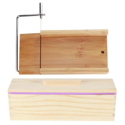 Purple Multifunction DIY Adjustable Hand Made Soap Cutter Mold Wire Cutting Machine(Bamboo BoardMold Box with Lid )