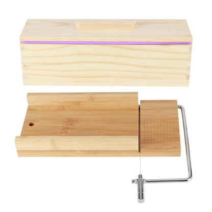 Purple Multifunction DIY Adjustable Hand Made Soap Cutter Mold Wire Cutting Machine(Bamboo BoardMold Box with Lid )