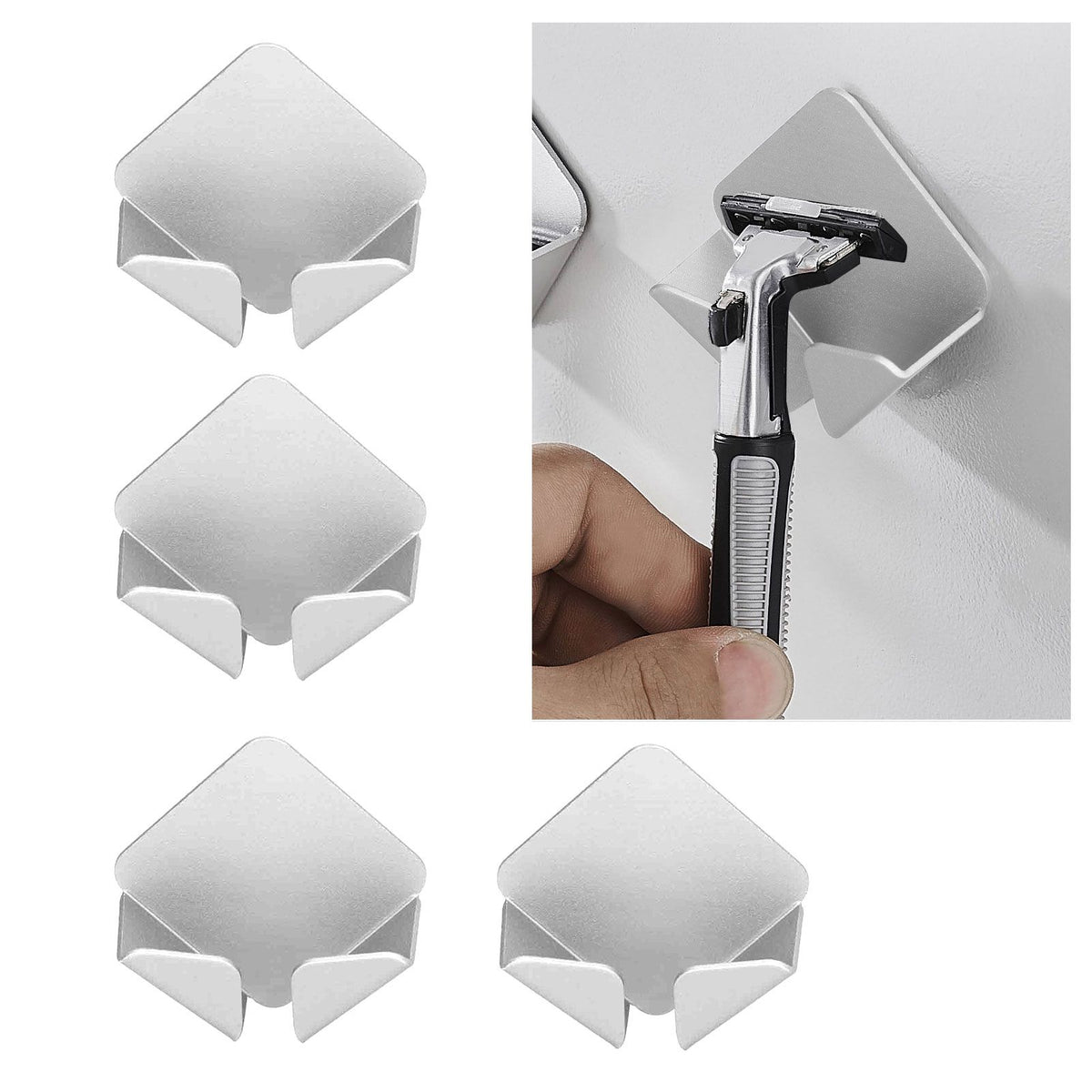 4pcs WallMounted Power Cord Holder NoPunch SelfAdhesive Power Plug Bracket for Home Silver