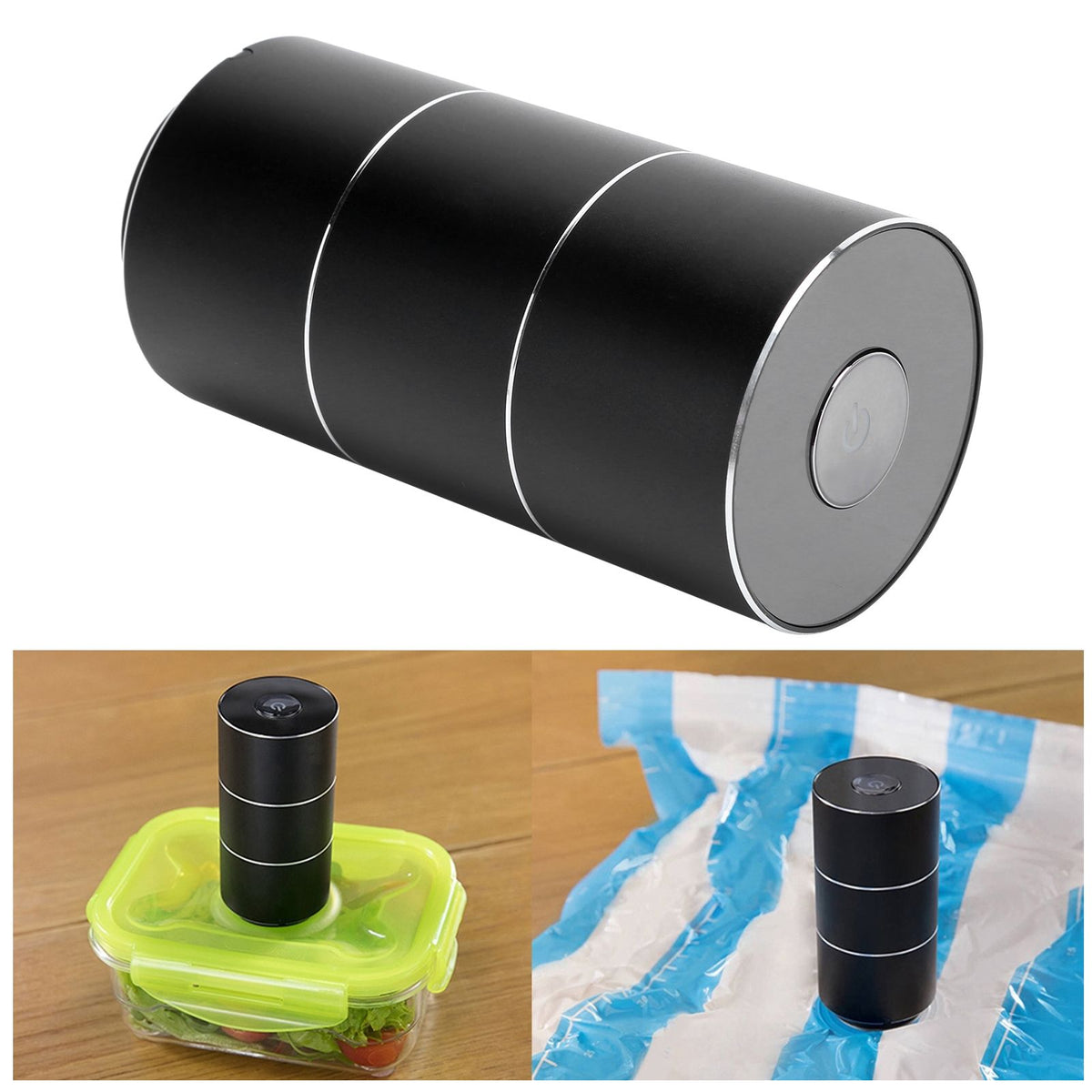 Electric Vacuum Sealer Pump Portable Mini Household Sealing Packaging Device Black with USB Power Cable