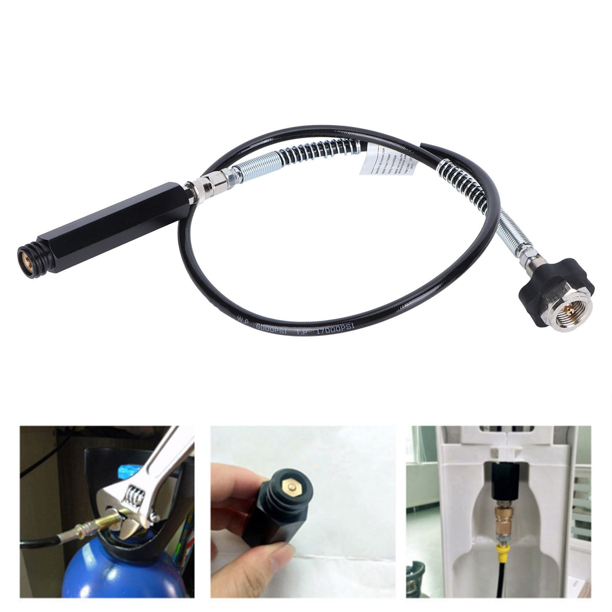 CGA320 TR21‑4 36in Black Soda Hose Adapter Set Stable Performance Sturdy Construction