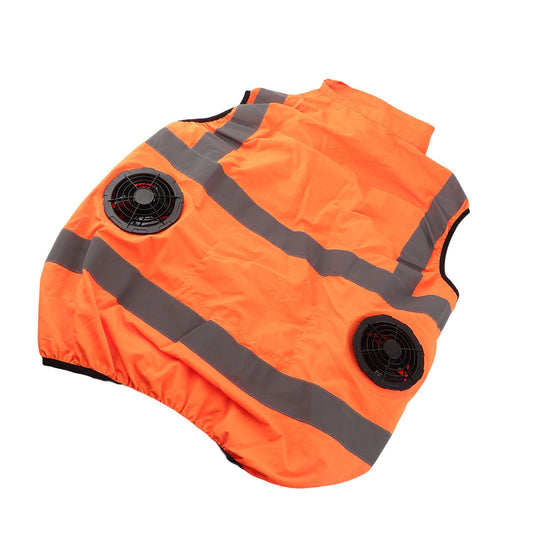 Cool Vest Summer Cooling Fan Waistcoat Air Conditioned Reflective Stripe Rechargeable Work Clothes 5V Fluorescent Orange XXL