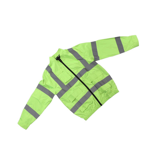 Cordless Fan Jacket Reflective Summer Cooling Fan Clothes Refrigeration Sun Protection Work Clothes Long Sleeve White Fan XL Fluorescent Green