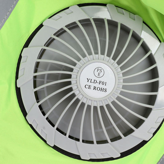 Cordless Fan Jacket Reflective Summer Cooling Fan Clothes Refrigeration Sun Protection Work Clothes Long Sleeve White Fan XL Fluorescent Green