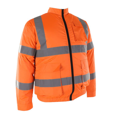 Cordless Fan Jacket Reflective Summer Cooling Fan Clothes Refrigeration Sun Protection Work Clothes Long Sleeve White Fan XL Fluorescent Orange