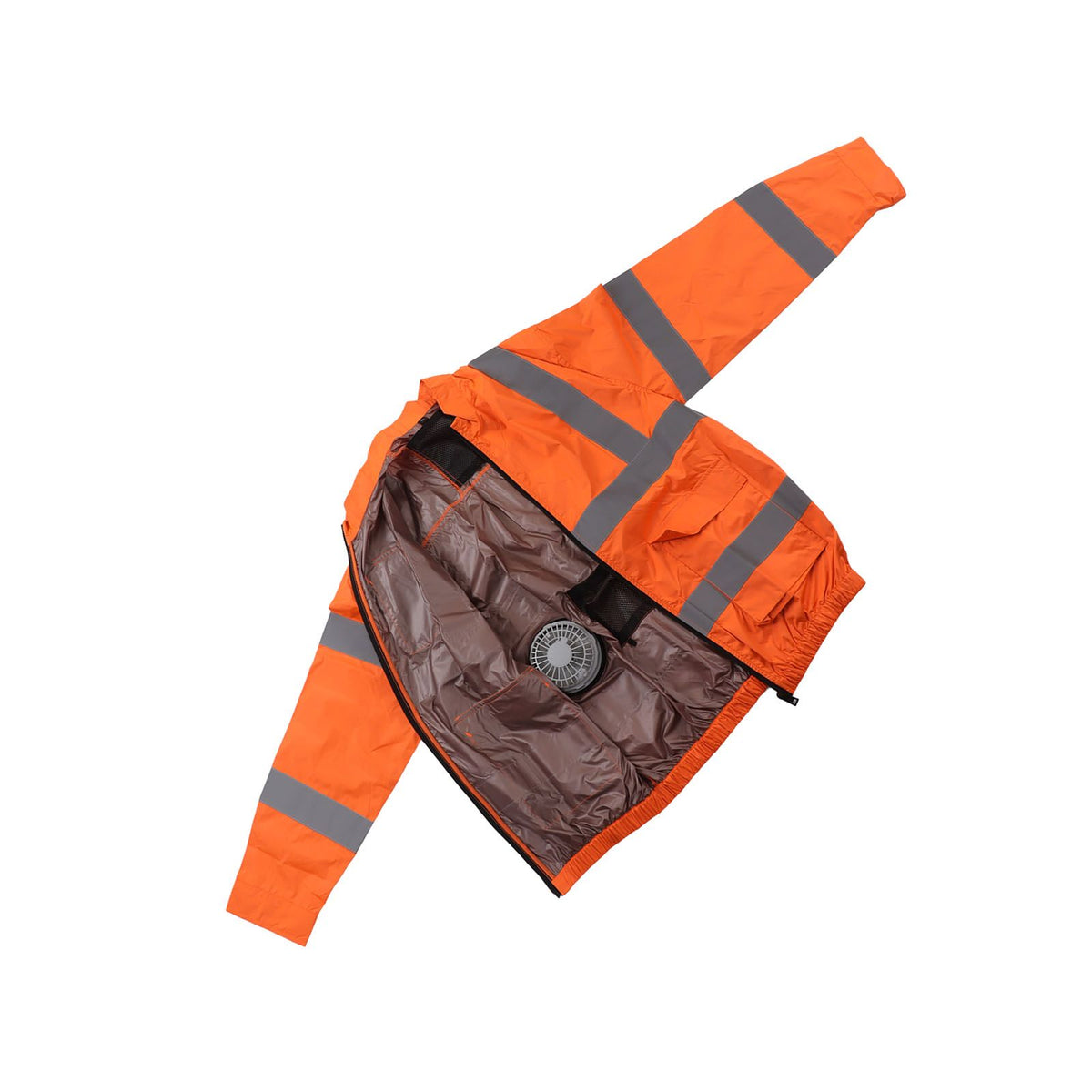 Cordless Fan Jacket Reflective Summer Cooling Fan Clothes Refrigeration Sun Protection Work Clothes Long Sleeve White Fan XL Fluorescent Orange