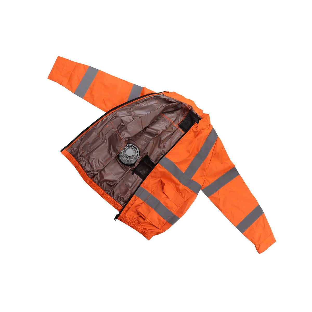 Cordless Fan Jacket Reflective Summer Cooling Fan Clothes Refrigeration Sun Protection Work Clothes Long Sleeve White Fan XL Fluorescent Orange