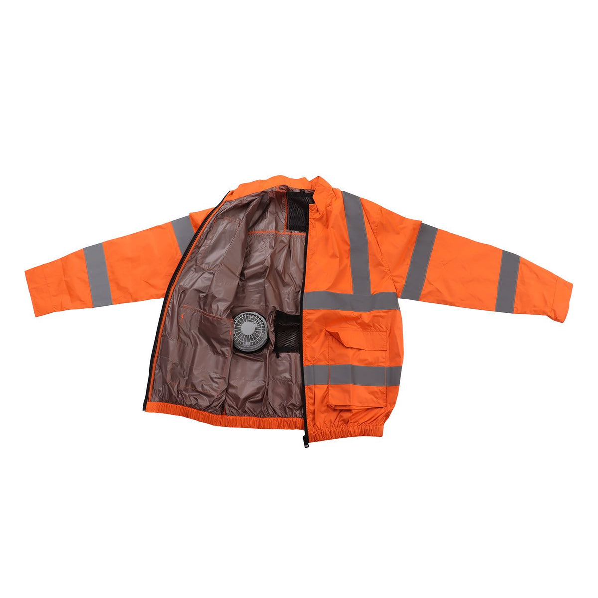 Cordless Fan Jacket Reflective Summer Cooling Fan Clothes Refrigeration Sun Protection Work Clothes Long Sleeve White Fan XL Fluorescent Orange