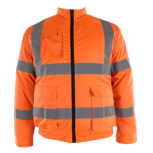 Cordless Fan Jacket Reflective Summer Cooling Fan Clothes Refrigeration Sun Protection Work Clothes Long Sleeve White Fan XXXL Fluorescent Orange
