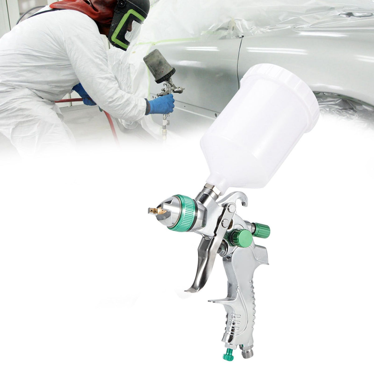 High Atomization Paint Sprayer Large Capacity Gravity Feed Furniture Painting Sprayer Green