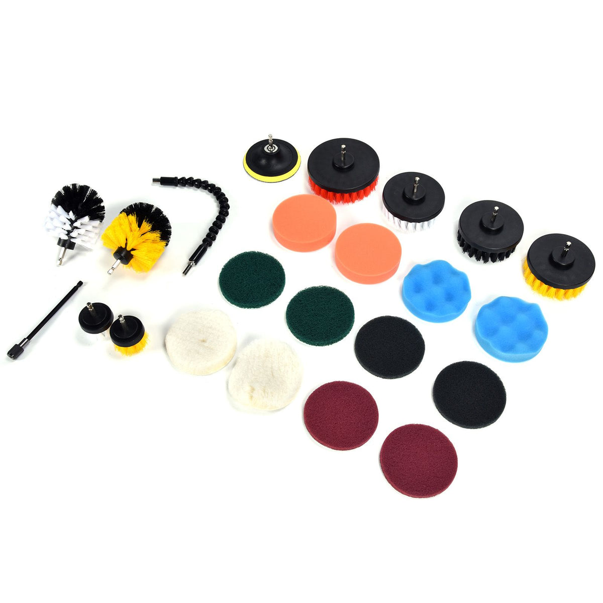 23PCS Drill Brush Attachment Set for Household Cleaning with Brushes Scouring Pads Sponge Connecting Rod