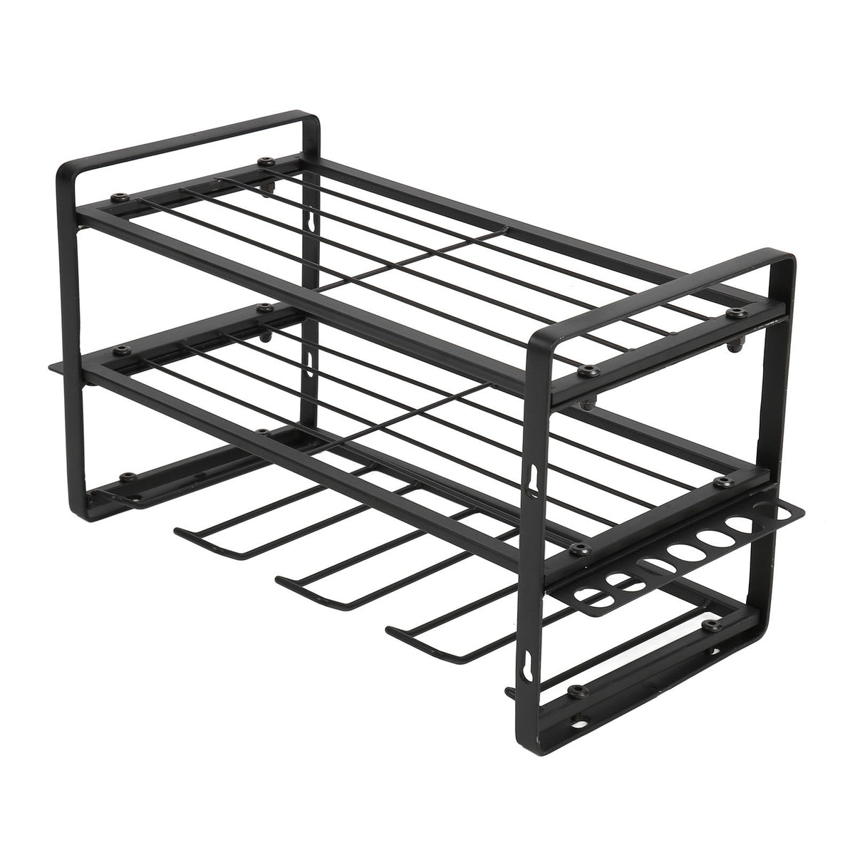 Drill Organizer Black Drill Holder 150lb Load Bearing Wall Mount Tool Rack with Full Accessories for Garage Workshop