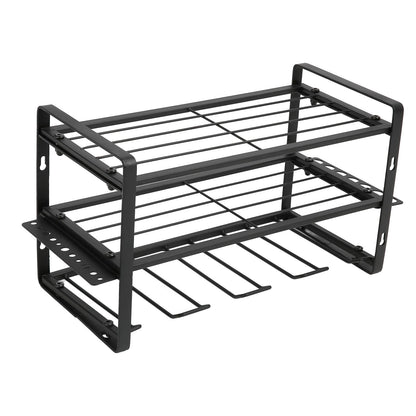 Drill Organizer Black Drill Holder 150lb Load Bearing Wall Mount Tool Rack with Full Accessories for Garage Workshop