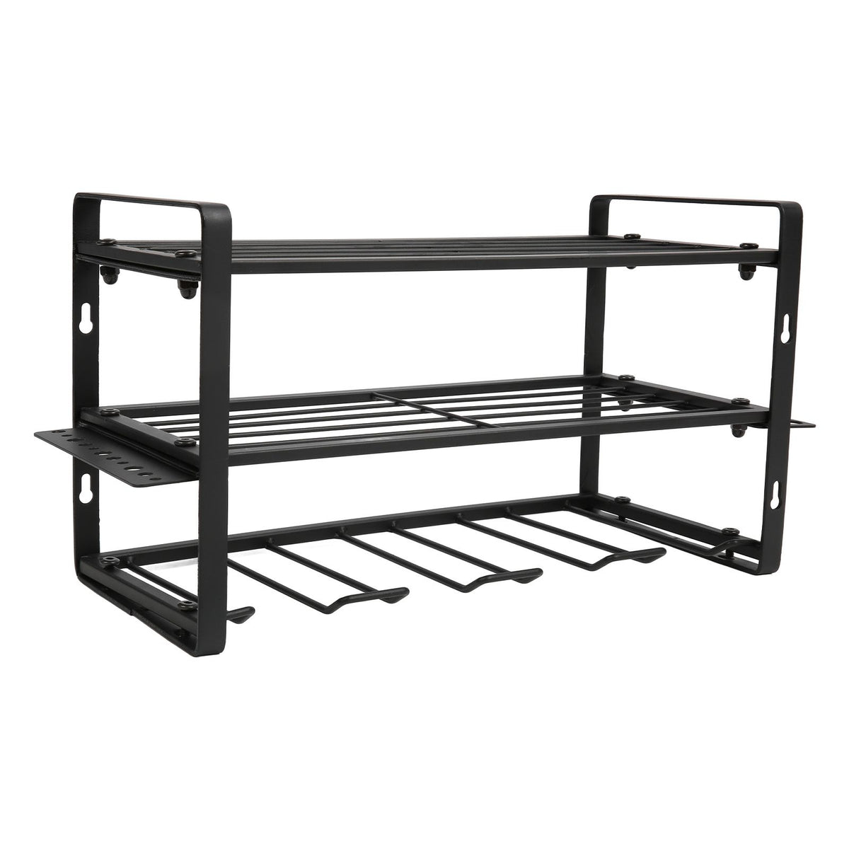 Drill Organizer Black Drill Holder 150lb Load Bearing Wall Mount Tool Rack with Full Accessories for Garage Workshop