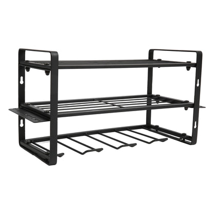 Drill Organizer Black Drill Holder 150lb Load Bearing Wall Mount Tool Rack with Full Accessories for Garage Workshop