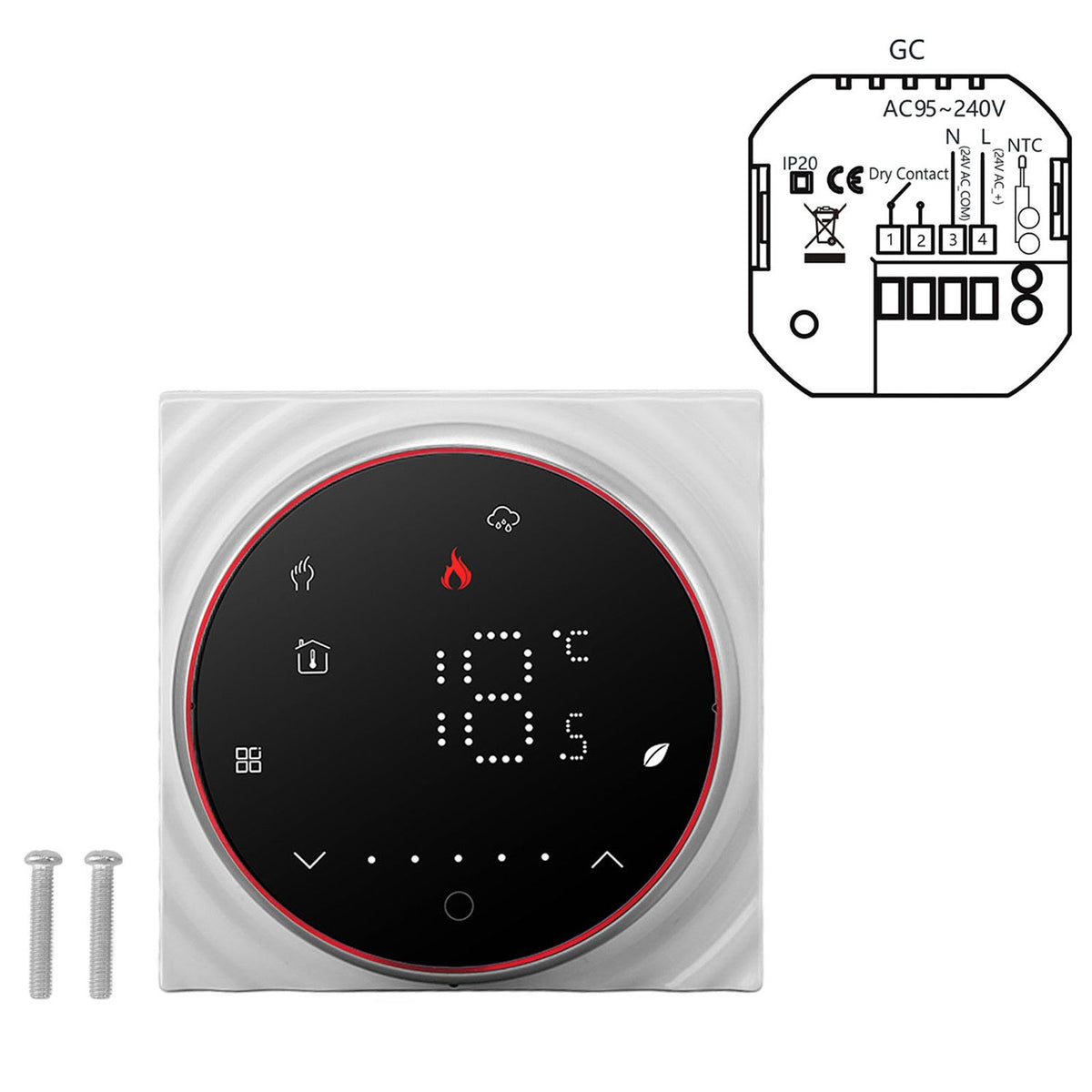 LED Smart Thermostat for Water Heating Programmable Thermostat Accurate 7 Day Programmable Thermostat AC95‑240V Square Base Black