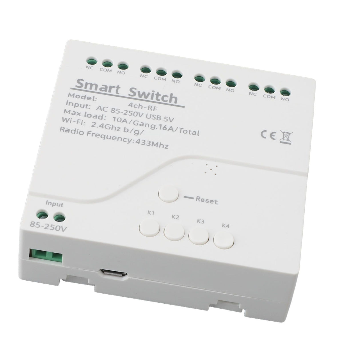 3500W 433mhz 4 Channel Intelligent Switch Timing Inching Interlock Remote Control Module Wireless Relay Switch 85V‑250V