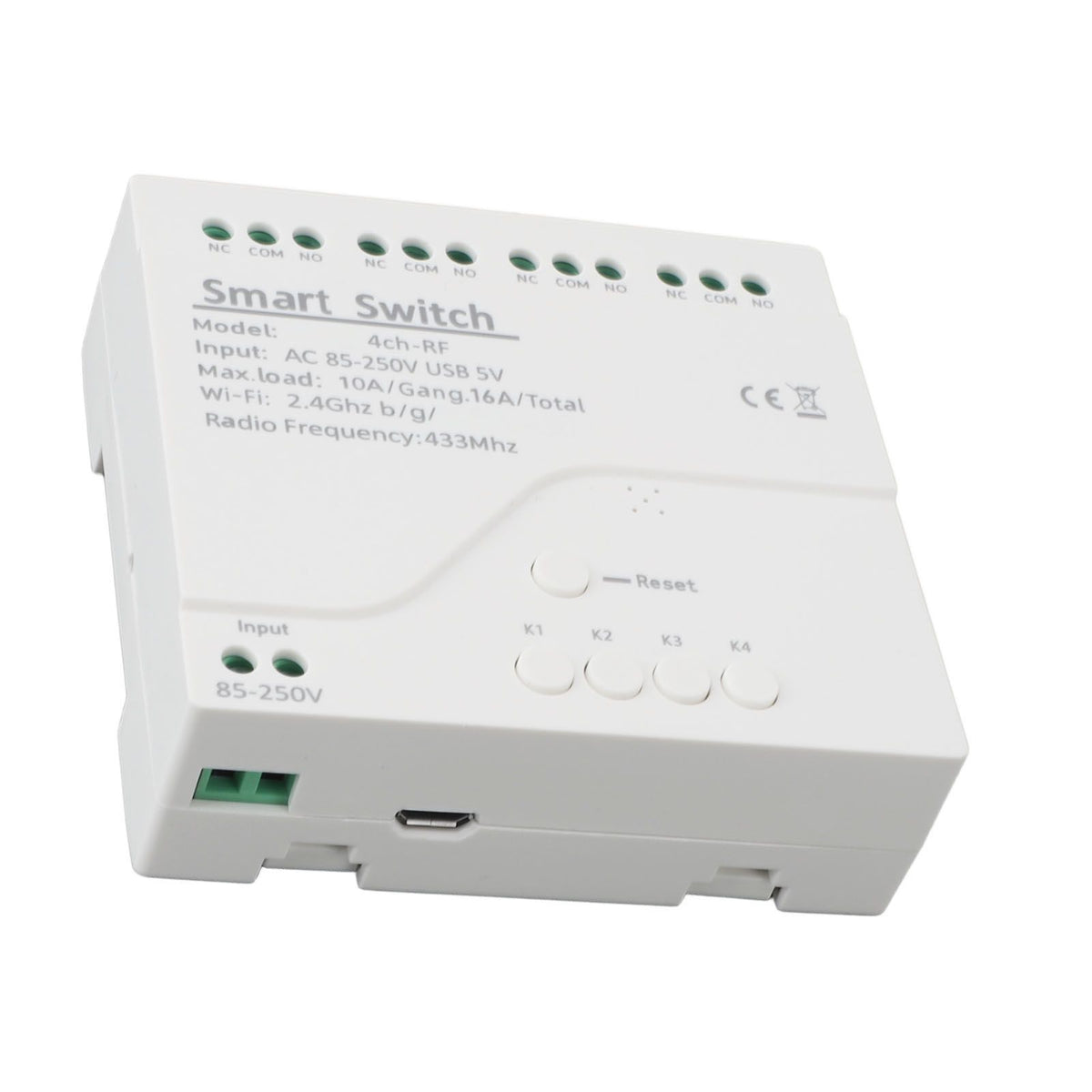 3500W 433mhz 4 Channel Intelligent Switch Timing Inching Interlock Remote Control Module Wireless Relay Switch 85V‑250V