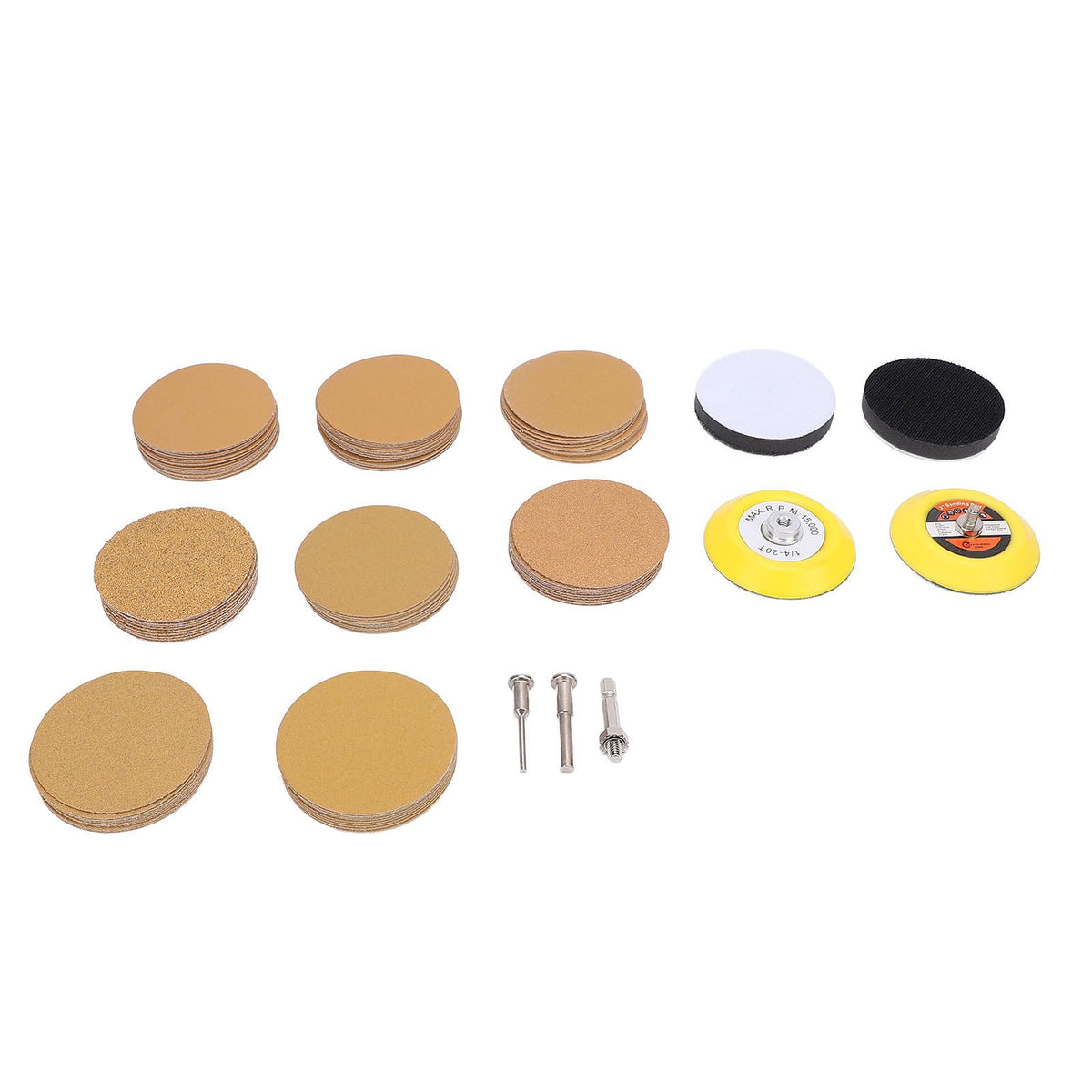 3in Gold Sanding Disc Polishing Kit Secure Fixation Versatile 40 to 800 Grit Sandpaper Sander Sanding Pad Attachment Kit