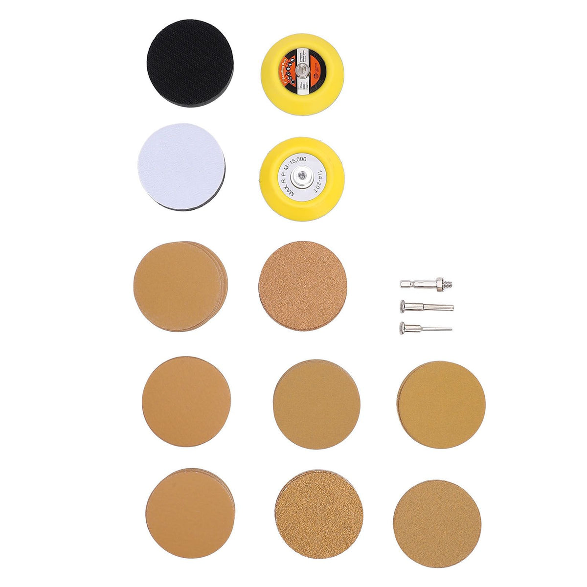 3in Gold Sanding Disc Polishing Kit Secure Fixation Versatile 40 to 800 Grit Sandpaper Sander Sanding Pad Attachment Kit