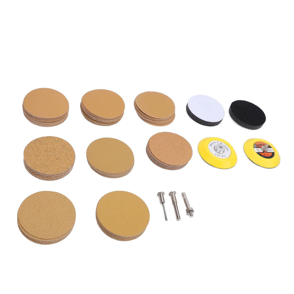 3in Gold Sanding Disc Polishing Kit Secure Fixation Versatile 40 to 800 Grit Sandpaper Sander Sanding Pad Attachment Kit