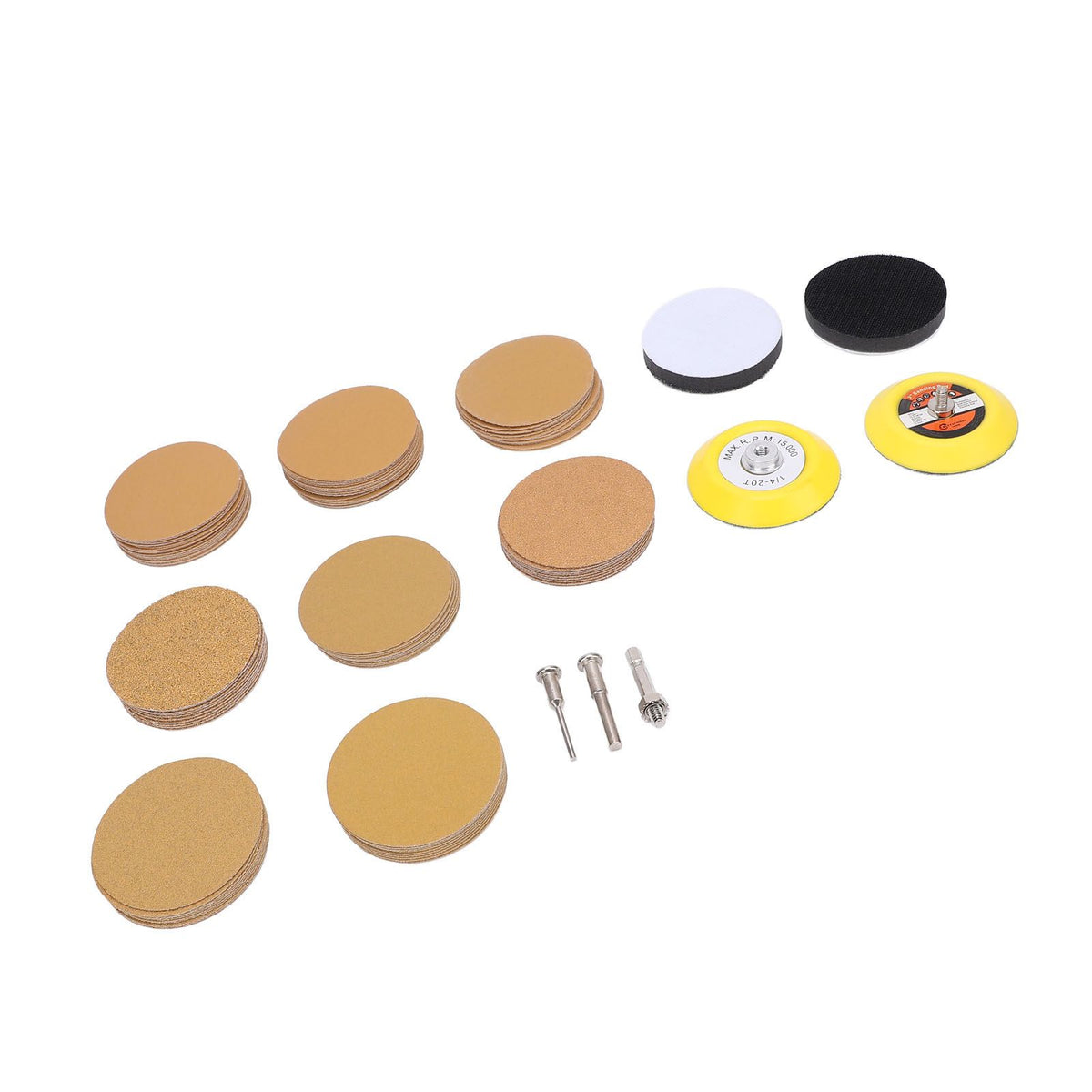 3in Gold Sanding Disc Polishing Kit Secure Fixation Versatile 40 to 800 Grit Sandpaper Sander Sanding Pad Attachment Kit