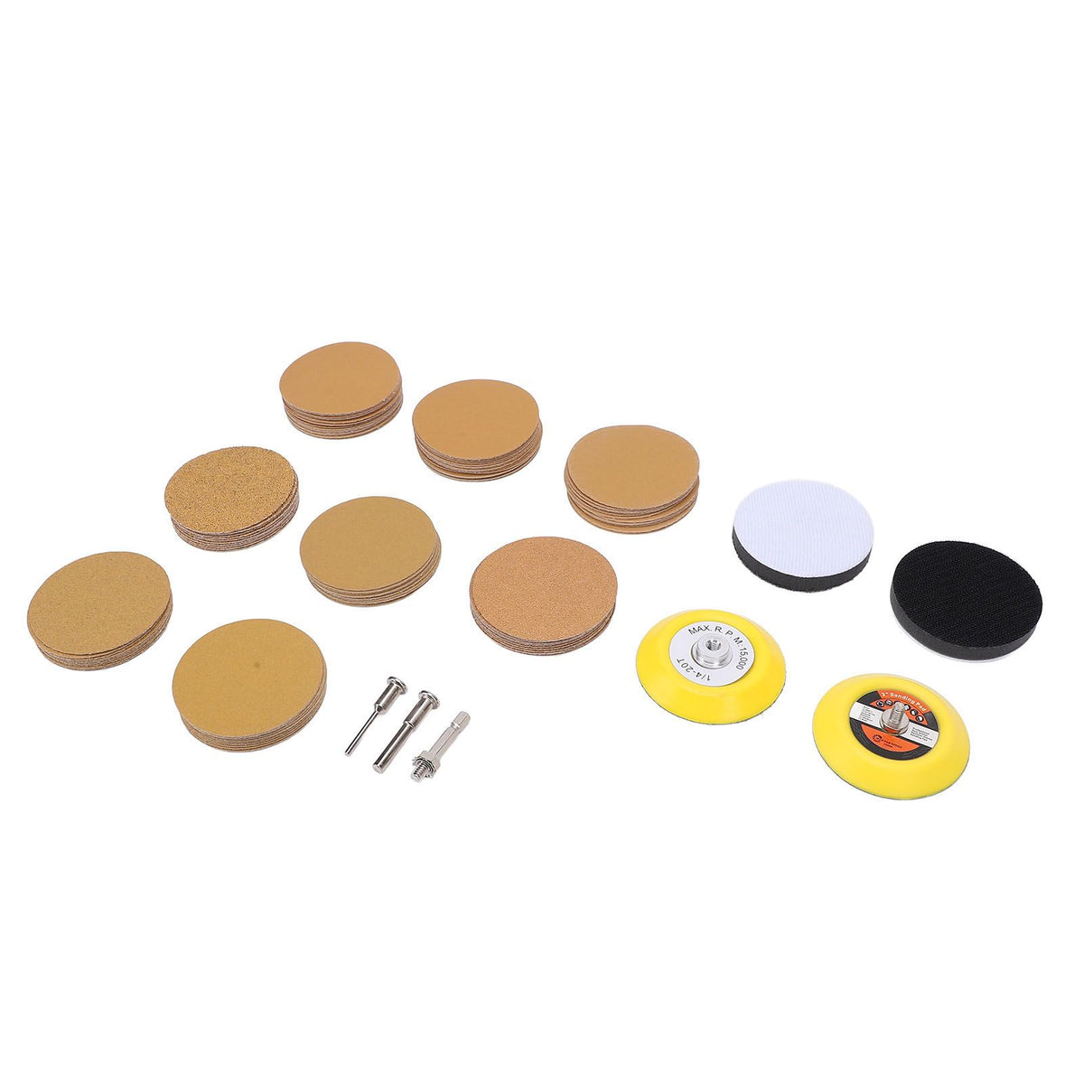 3in Gold Sanding Disc Polishing Kit Secure Fixation Versatile 40 to 800 Grit Sandpaper Sander Sanding Pad Attachment Kit