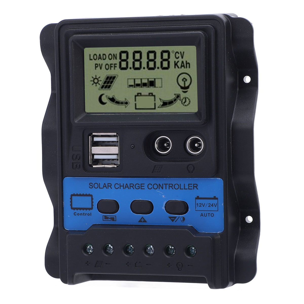 12V 24V PWM Solar Charge Controller LCD Display Double USB Output Stable Performance Solar Controller for Phone Tablet 100A