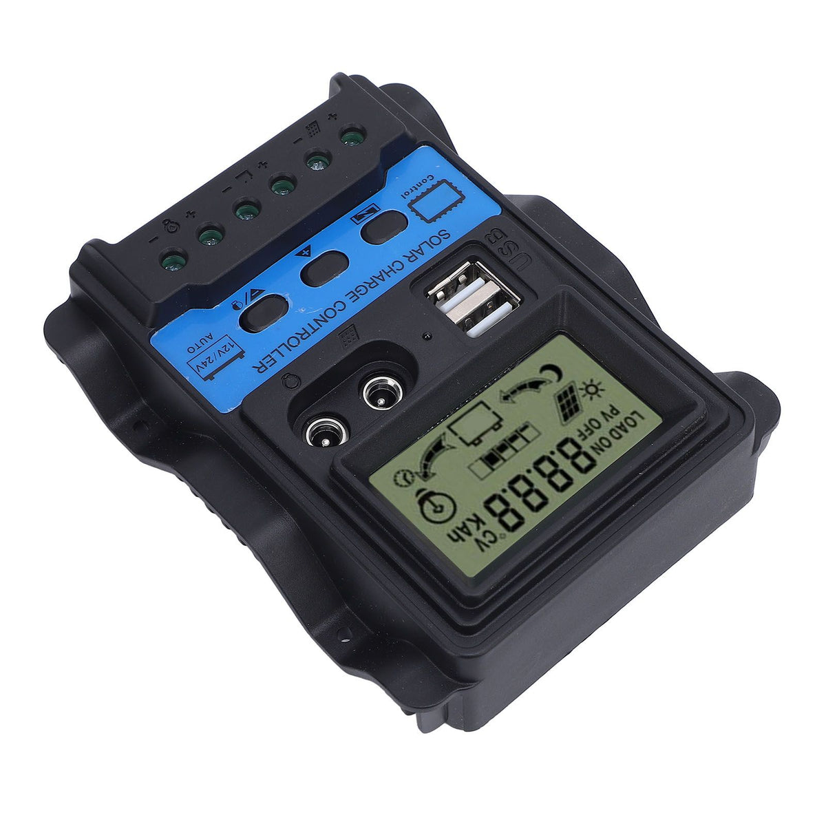 12V 24V PWM Solar Charge Controller LCD Display Double USB Output Stable Performance Solar Controller for Phone Tablet 100A