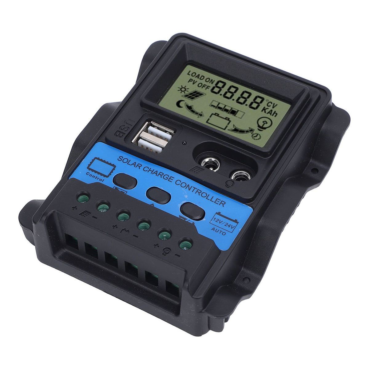 12V 24V PWM Solar Charge Controller LCD Display Double USB Output Stable Performance Solar Controller for Phone Tablet 100A