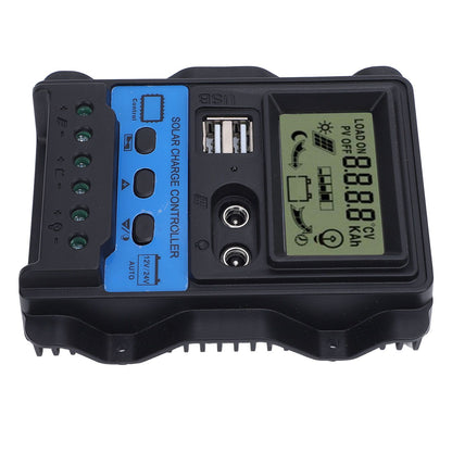 12V 24V PWM Solar Charge Controller LCD Display Double USB Output Stable Performance Solar Controller for Phone Tablet 100A