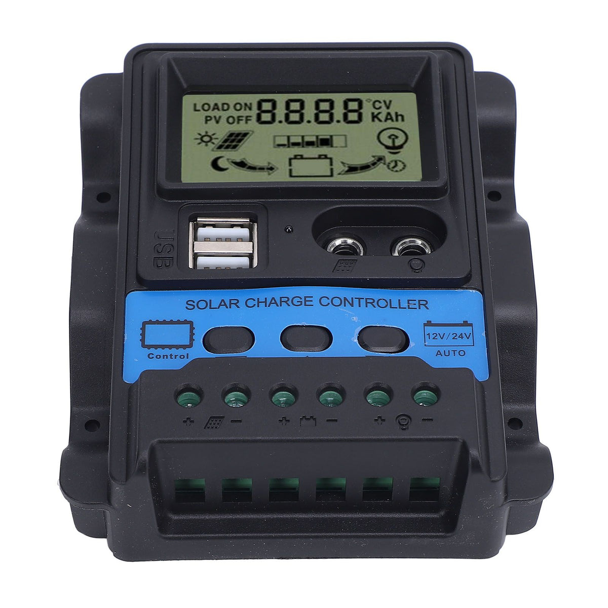 12V 24V PWM Solar Charge Controller LCD Display Double USB Output Stable Performance Solar Controller for Phone Tablet 100A