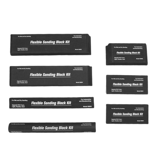 7Pcs Black Flexible EVA Sanding Block Kit Dry Wet Sanding Block Set with 7Pcs Sanding Paper for Automotive Refinishing Woodworking Projects