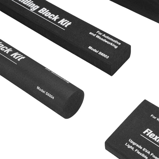 7Pcs Black Flexible EVA Sanding Block Kit Dry Wet Sanding Block Set with 7Pcs Sanding Paper for Automotive Refinishing Woodworking Projects