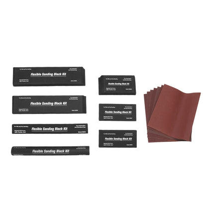 7Pcs Black Flexible EVA Sanding Block Kit Dry Wet Sanding Block Set with 7Pcs Sanding Paper for Automotive Refinishing Woodworking Projects