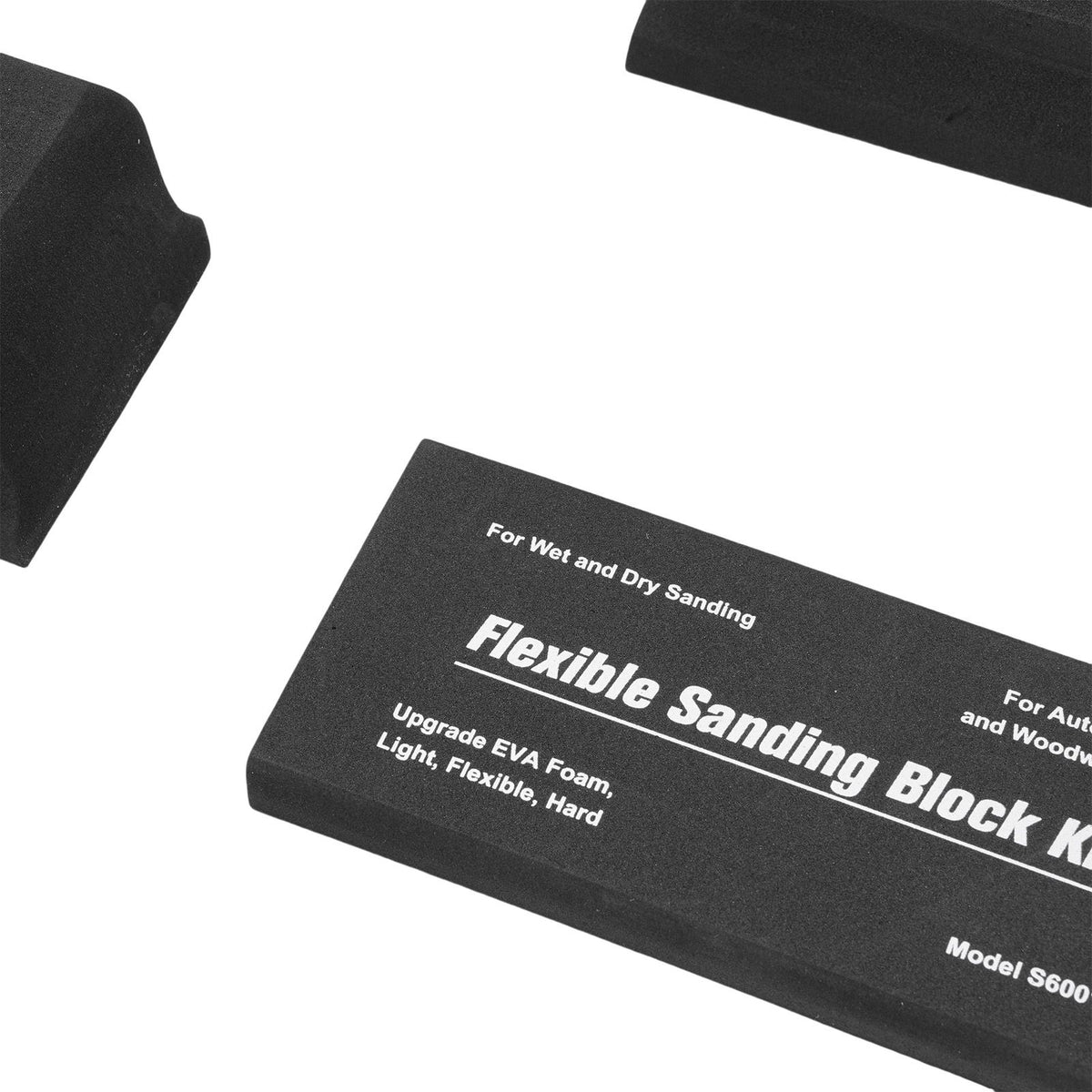 7Pcs Black Flexible EVA Sanding Block Kit Dry Wet Sanding Block Set with 7Pcs Sanding Paper for Automotive Refinishing Woodworking Projects