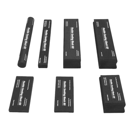 7Pcs Black Flexible EVA Sanding Block Kit Dry Wet Sanding Block Set with 7Pcs Sanding Paper for Automotive Refinishing Woodworking Projects