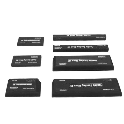 7Pcs Black Flexible EVA Sanding Block Kit Dry Wet Sanding Block Set with 7Pcs Sanding Paper for Automotive Refinishing Woodworking Projects