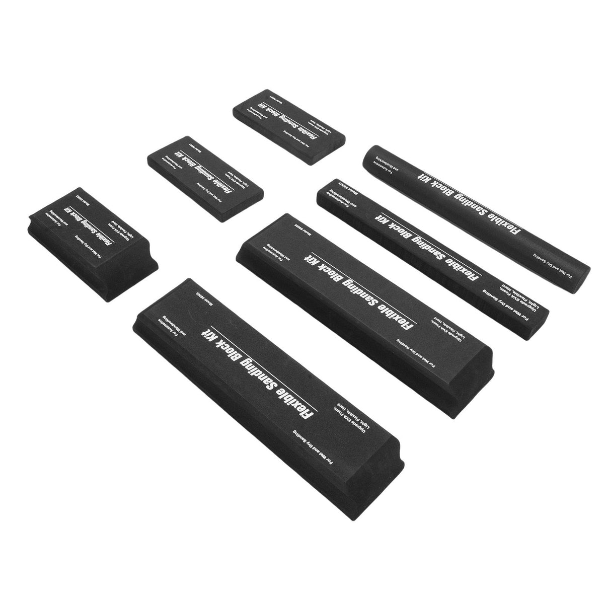 7Pcs Black Flexible EVA Sanding Block Kit Dry Wet Sanding Block Set with 7Pcs Sanding Paper for Automotive Refinishing Woodworking Projects