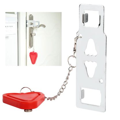 Travel Door Lock Portable AntiTheft Safety Lock Stopper for Hotel Travel Accommodation Red