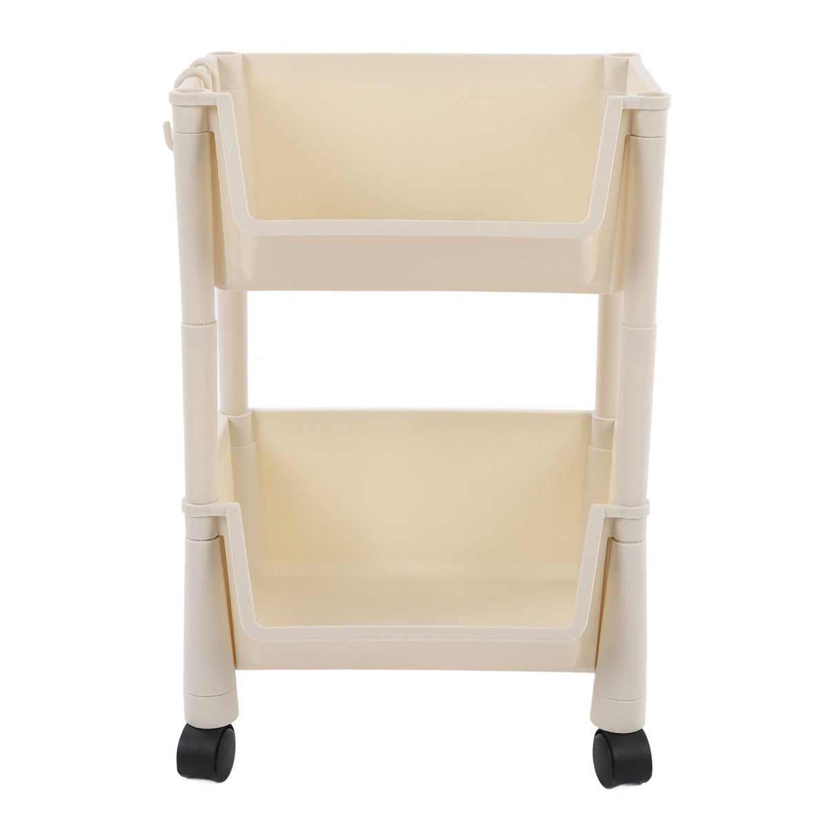 Compact Rolling Storage Organizer Large Capacity Mobile Utility Cart Movable Storage Book Shelves with Lockable Wheels 2 Tier Without Cover