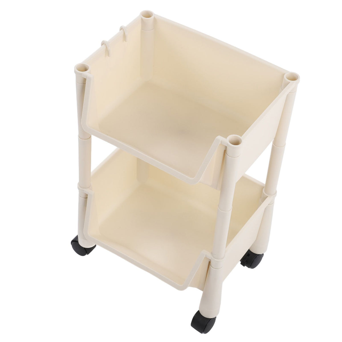 Compact Rolling Storage Organizer Large Capacity Mobile Utility Cart Movable Storage Book Shelves with Lockable Wheels 2 Tier Without Cover