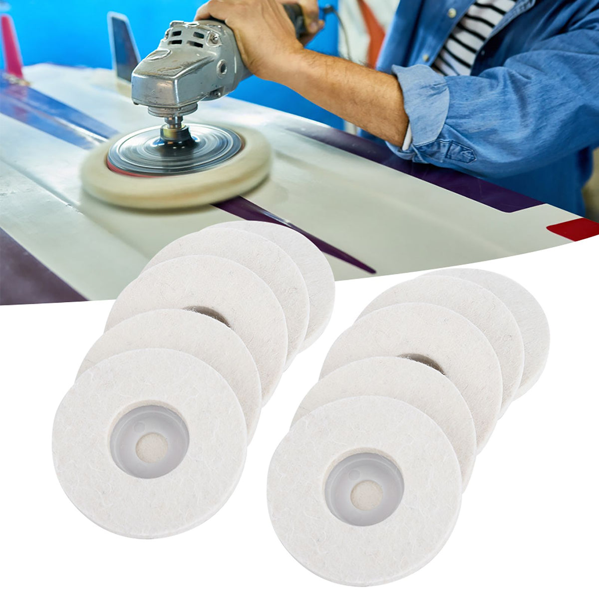 10pcs Angle Grinder Polishing Discs Wool Buffing Grinding Wheel Pads Kits for Metal JewelryFine Wool