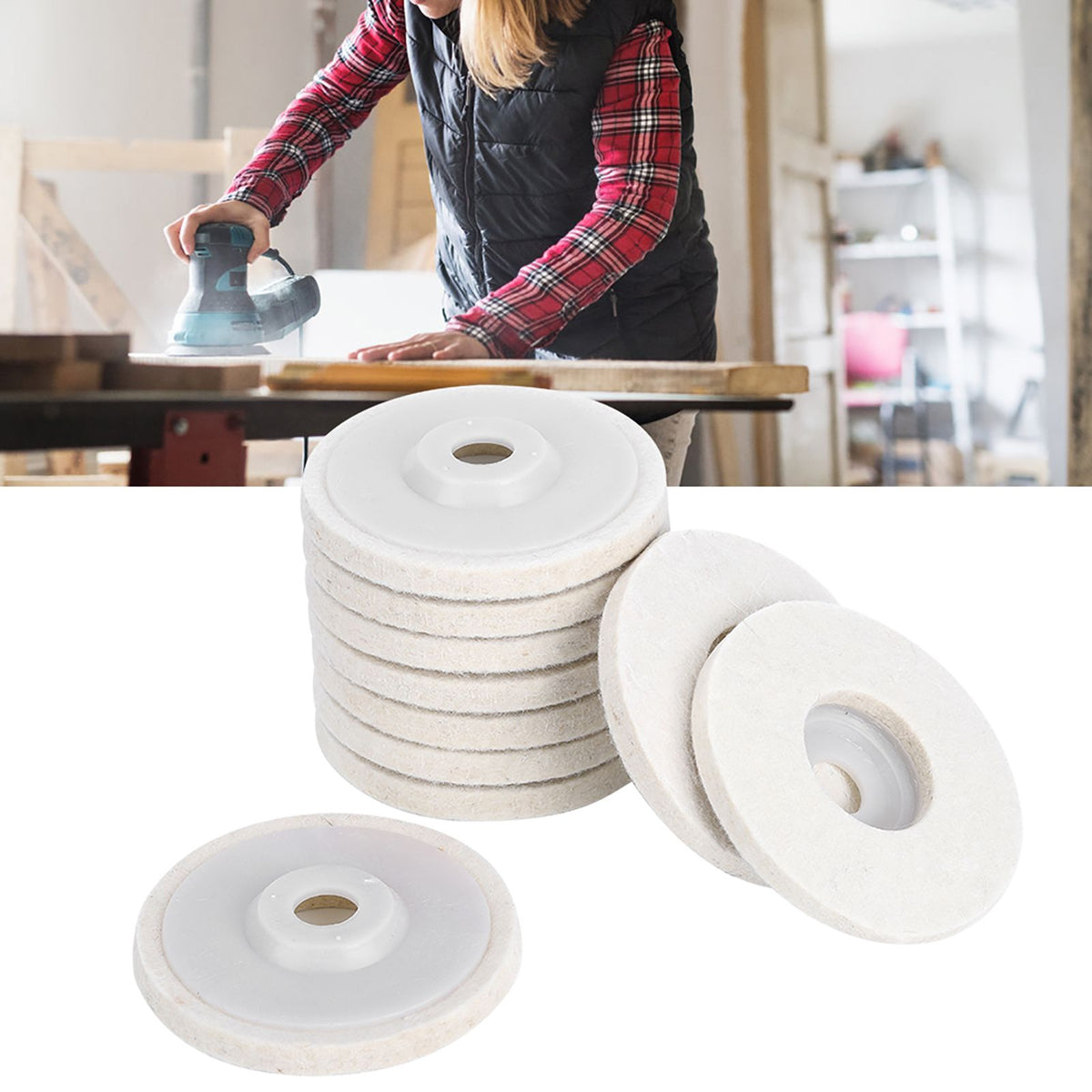 10pcs Angle Grinder Polishing Discs Wool Buffing Grinding Wheel Pads Kits for Metal JewelryFine Wool