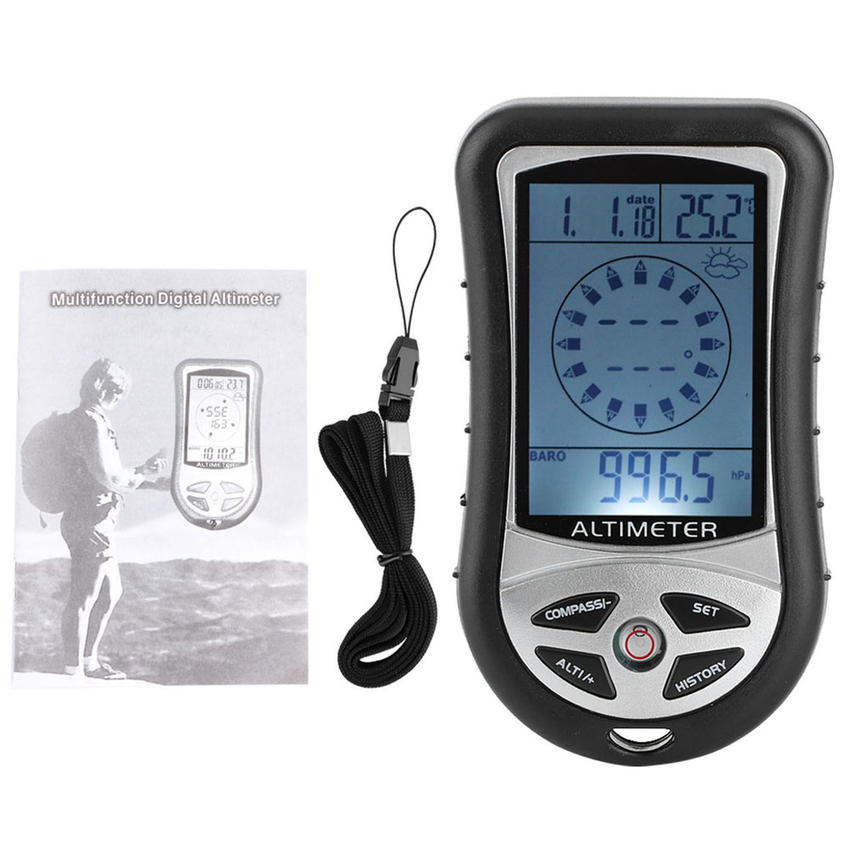 Portable Compass Multifunctional Electronic Weather Altimeter Altitude Barometer
