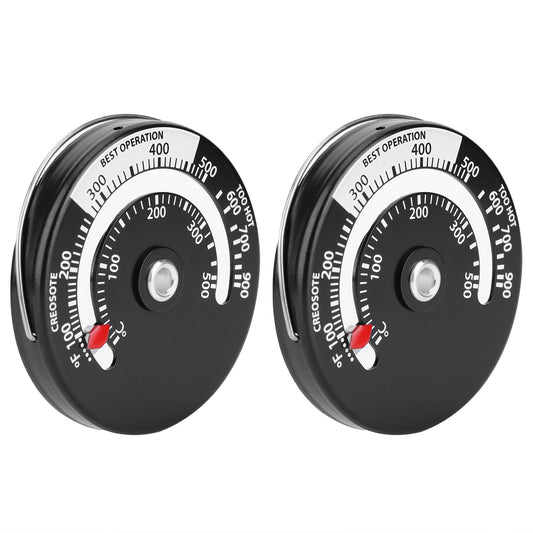 2Pcs Magnetic Thermometer Fireplace Oven Temperature Meter Kitchen Temperature Gauge