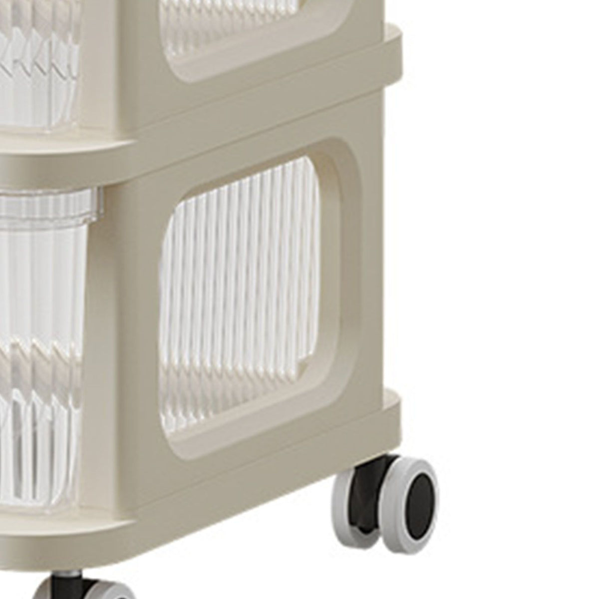 Rolling Cart with Clear Drawer Multifunction Rolling Storage Cart Organizer with Wheels for Bedroom Kitchen Office 2 Layer