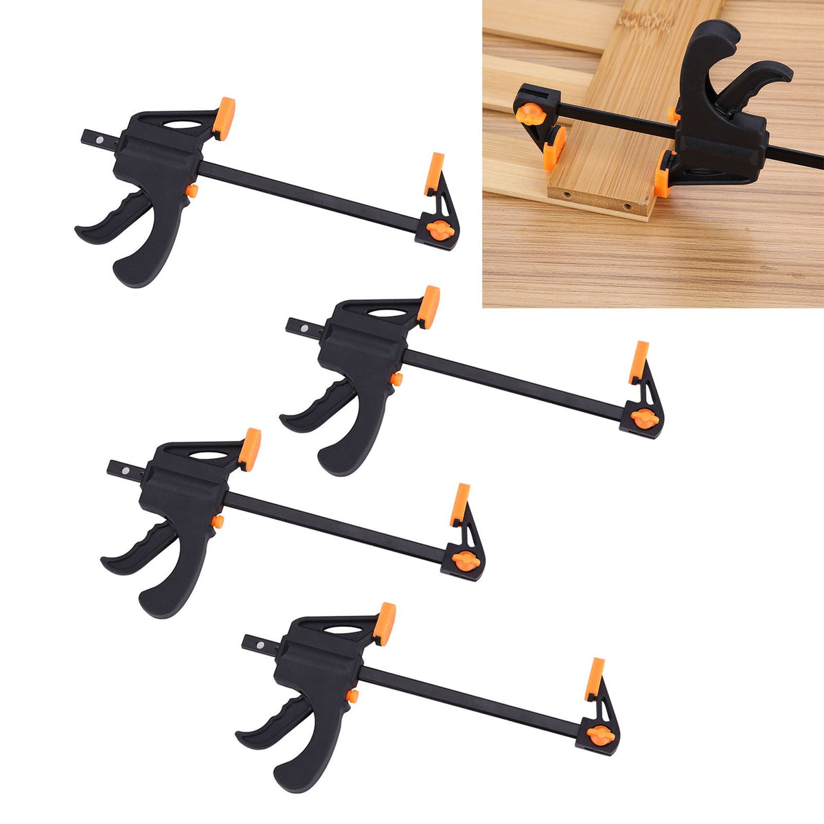 4pcs 4inch Bar F Clamps Clip Grip Quick Ratchet Release Woodworking DIY Hand Tool Kit