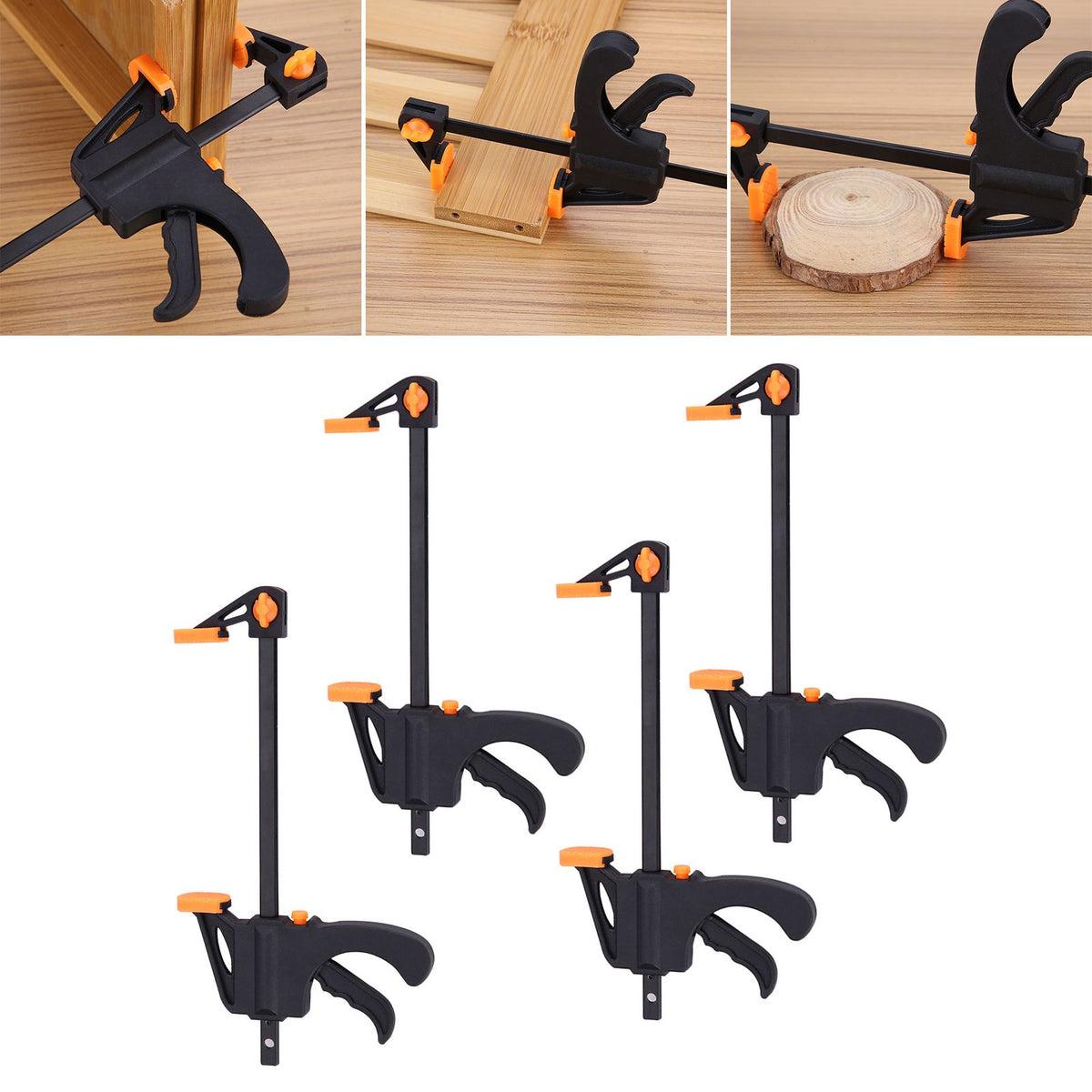 4pcs 4inch Bar F Clamps Clip Grip Quick Ratchet Release Woodworking DIY Hand Tool Kit